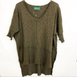Signature 8 | Women's Green Slub Knit Hi Low Tunic Sweater Size Small